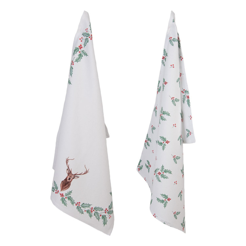Sada 2 bavlněných kuchyňských utěrek  Holly Christmas - 50*70 cm