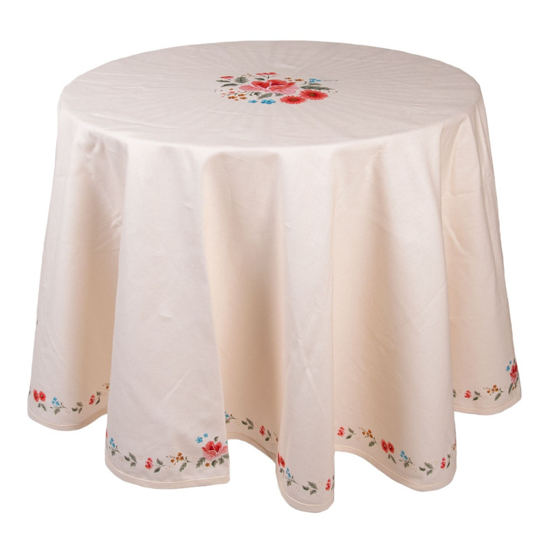 Kulatý bavlněný ubrus s květy Little Rose Collection - Ø 170 cm