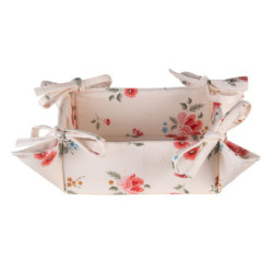 Bavlněný oboustranný košík na pečivo s květy Litttle Rose Collection - 35*35*8 cm