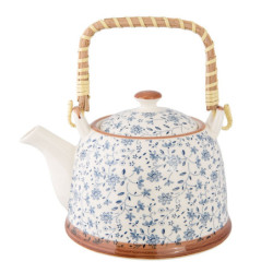 Porcelánová konvička se sítkem modrá kvítka - Ø 14*14 cm / 0,7L