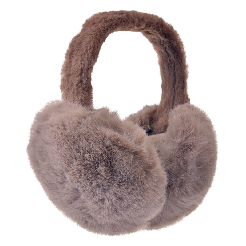 Hnědé skládací chlupaté klapky na uši - Ø 13cm - one size