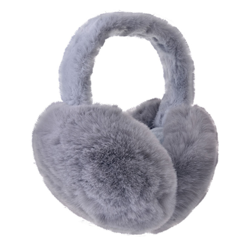 Šedé skládací chlupaté klapky na uši - Ø 13cm - one size