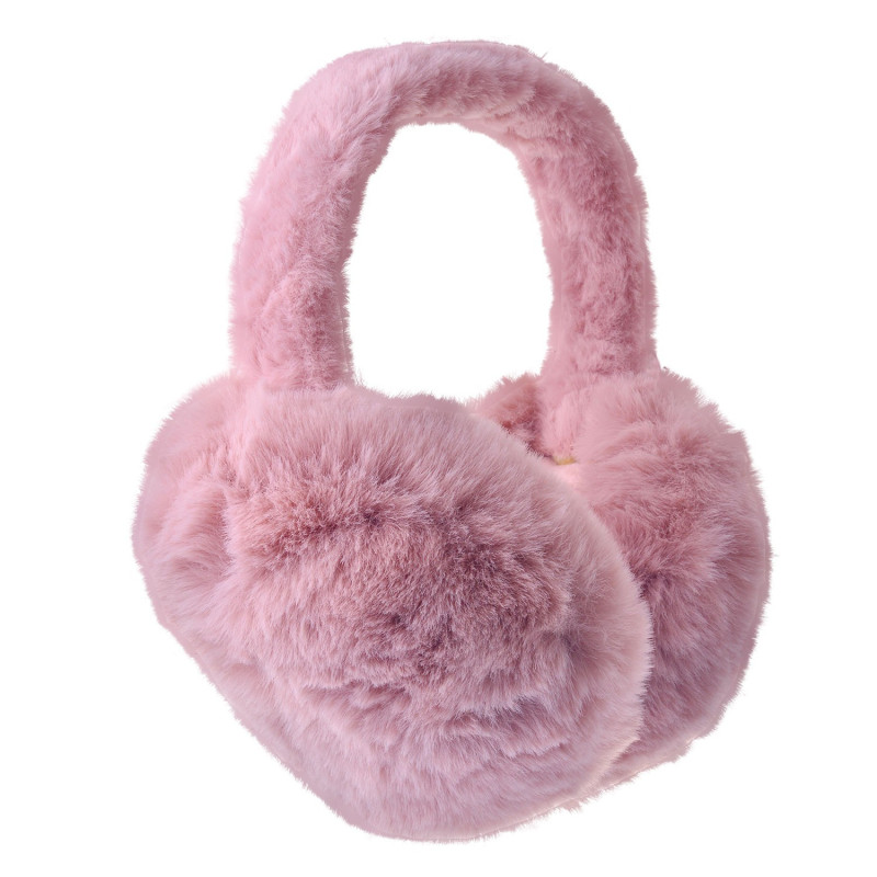 Růžové skládací chlupaté klapky na uši - Ø 13cm - one size