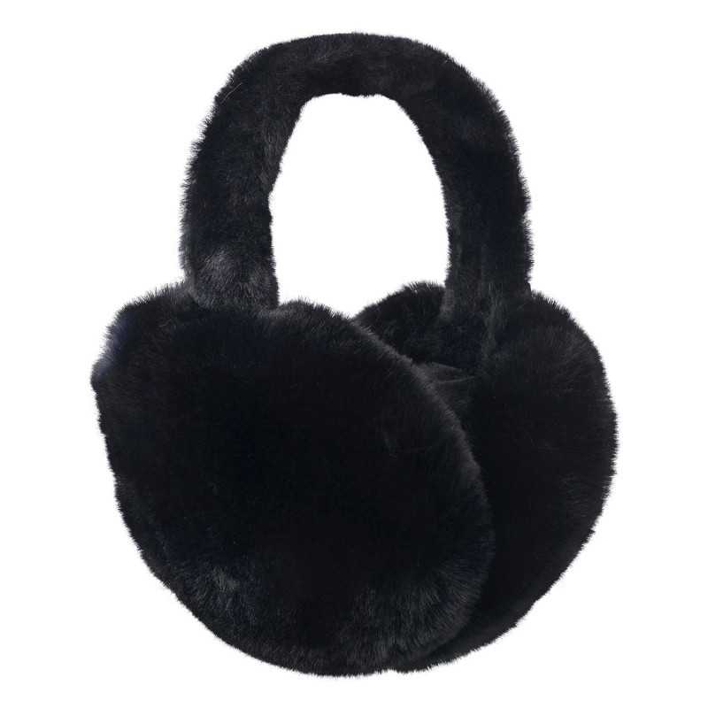 Černé skládací chlupaté klapky na uši - Ø 13cm - one size