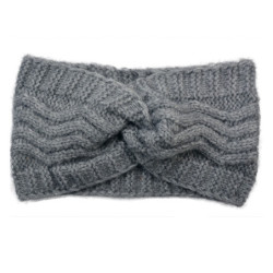 Šedá čelenka s pleteným vzorem - 21*10 cm