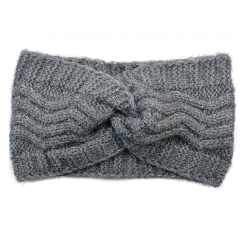 Šedá čelenka s pleteným vzorem - 21*10 cm