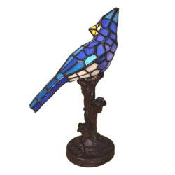 Stolní lampa Tiffany Blue Parrot - 15*12*33 cm E14/max 1*25W