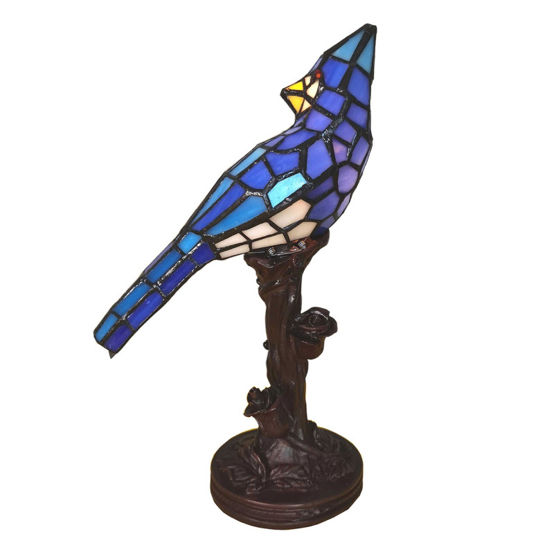 Stolní lampa Tiffany Blue Parrot - 15*12*33 cm E14/max 1*25W