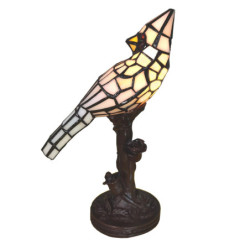 Stolní lampa Tiffany White Parrot - 15*12*33 cm E14/max 1*25W