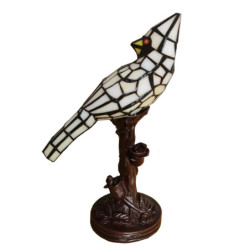 Stolní lampa Tiffany White Parrot - 15*12*33 cm E14/max 1*25W