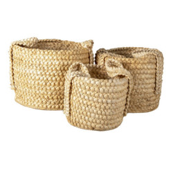 Sada 3ks pletených košíků s uchy Jasmin - Ø 34*36 / Ø 29*37 / Ø 26*31 cm