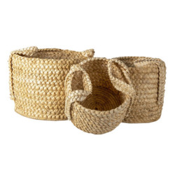 Sada 3ks pletených košíků s uchy Jasmin - Ø 34*36 / Ø 29*37 / Ø 26*31 cm