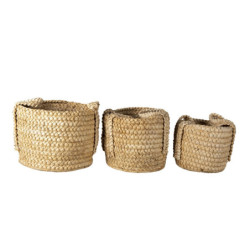 Sada 3ks pletených košíků s uchy Jasmin - Ø 34*36 / Ø 29*37 / Ø 26*31 cm