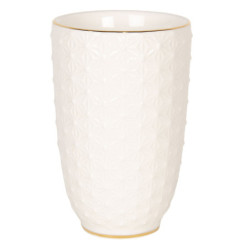 Porcelánový kelímek na zubní kartáčky se zlatým pruhem  - Ø 7*12 cm