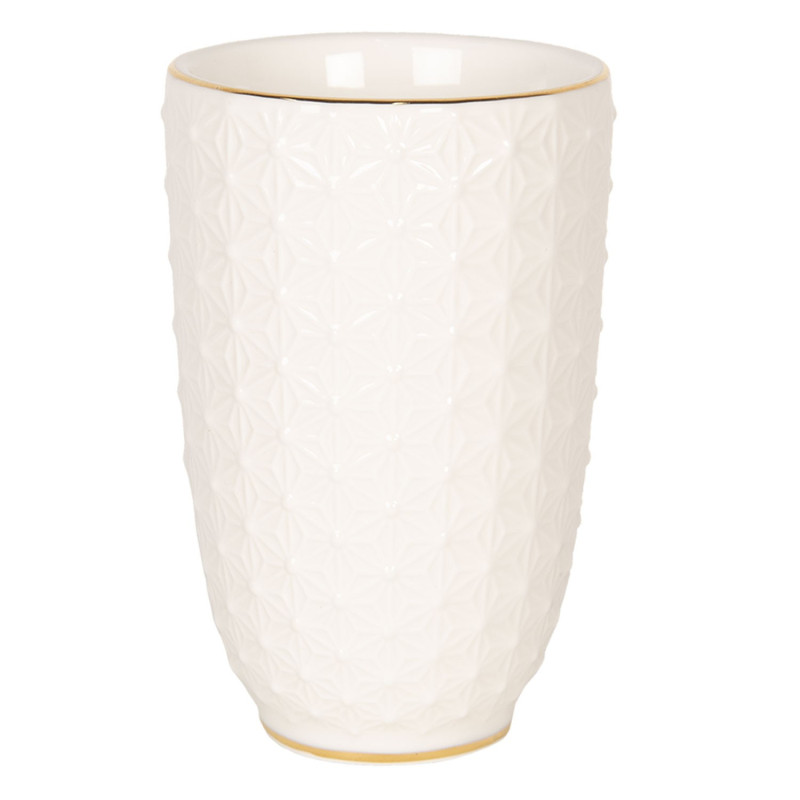 Porcelánový kelímek na zubní kartáčky se zlatým pruhem  - Ø 7*12 cm