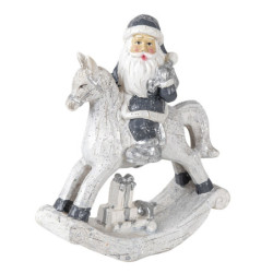 Dekorace Santa na houpacím koni s dárkem - 13*6*17 cm
