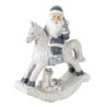 Dekorace Santa na houpacím koni s dárkem - 13*6*17 cm