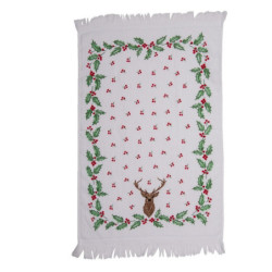 Kuchyňský froté ručník s jelenem a cesmínou Holly Christmas - 40*66 cm
