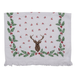 Kuchyňský froté ručník s jelenem a cesmínou Holly Christmas - 40*66 cm