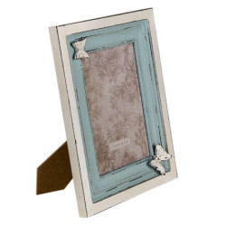 Krémovo-tyrkysový fotorámeček s motýlem  - 21*2*26 cm / 13*18 cm