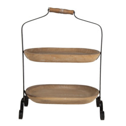 Dřevěný 2-patrový oválný etažér Devry  - 38*21*50 cm