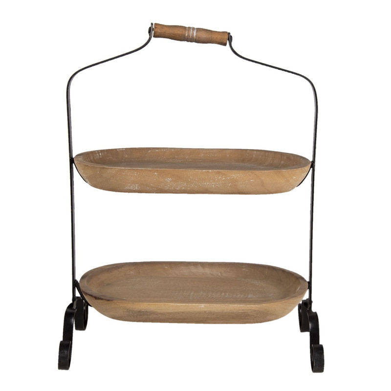 Dřevěný 2-patrový oválný etažér Devry  - 38*21*50 cm