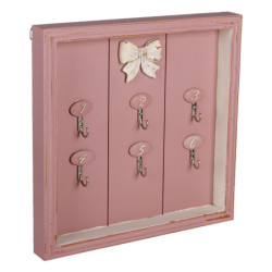 Růžový dřevěný věšák na klíče Betsy - 30*4*30 cm