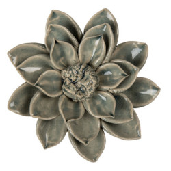 Keramická dekorace květina modro-šedá - Ø 14*4 cm