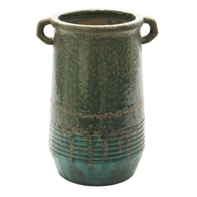 Zelný keramický květináč/váza s uchy Aylin - Ø 16*26 cm