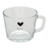 Skleněný hrneček s černým srdíčkem Love - 13*10*9 cm / 450 ml
