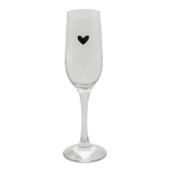 Sklenička na šampaňské se srdíčkem Love Birds - Ø 5*23 cm / 200 ml