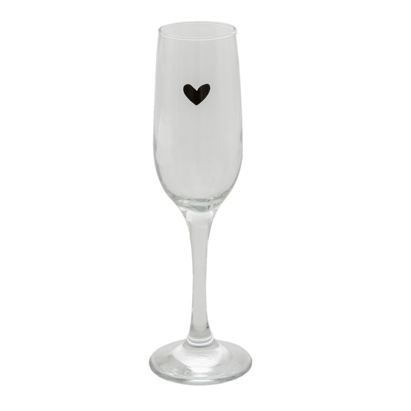 Sklenička na šampaňské se srdíčkem Love Birds - Ø 5*23 cm / 200 ml
