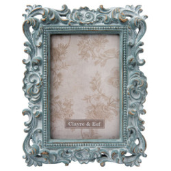 Modrý fotorámeček s ornamenty a patinou - 16*3*22 cm / 10*15 cm