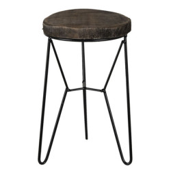 Dřevěno-kovový dekorační antik stolík na květinu - Ø 13*22 cm