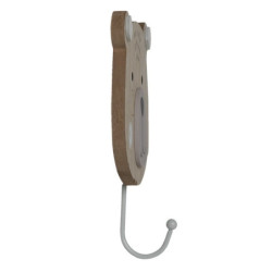Nástěnný kovový háček s dřevěnou hlavou medvídka - 13*12*18 cm