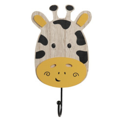 Nástěnný kovový háček s dřevěnou hlavou žirafy - 11*4*21 cm