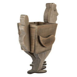 Dřevěný dekorační obal na květináč Slepice - 35*19*27/41 cm