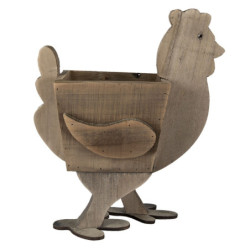 Dřevěný dekorační obal na květináč Slepice - 35*19*27/41 cm