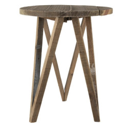 Dřevěný dekorační antik stolík na květinu - Ø 30*36 cm