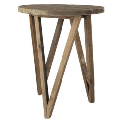 Dřevěný dekorační antik stolík na květinu - Ø 30*36 cm