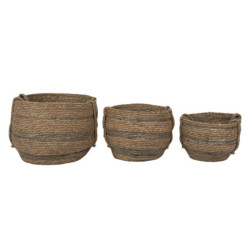 3 ks pletených košů Marcien s uchy -  Ø38*32 / Ø 33*26 / Ø 27*23 cm