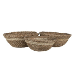 Set 3ks košíků z mořské trávy  - Ø25*10 / Ø 22*9 / Ø20*8 cm