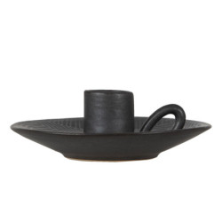 Černý keramický svícen - Ø 13*4 cm