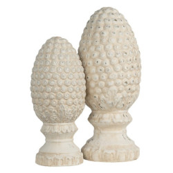 Béžová dekorace šiška na podstavci Pine M  - Ø13*31 cm