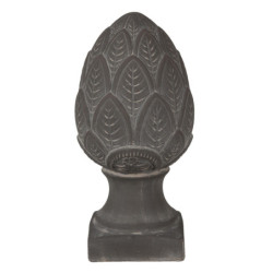 Šedá dekorace šiška na podstavci Pine M  - Ø13*26 cm