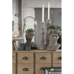 Šedý cementový květináč hlava ženy Bust grey M - 14*13*21 cm