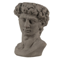 Šedý cementový květináč hlava ženy Bust grey M - 14*13*21 cm
