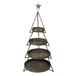 Bronzový antik 4-patrový etažér ve tvaru stromku - Ø 47*102 cm