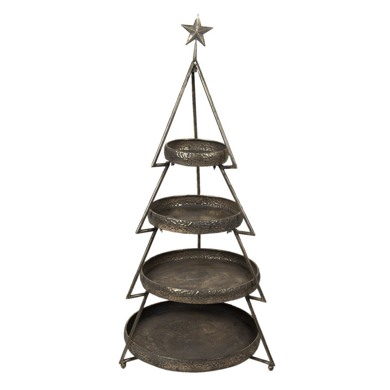Bronzový antik 4-patrový etažér ve tvaru stromku - Ø 47*102 cm