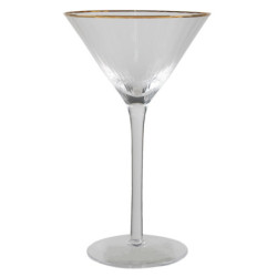 Sklenice na Martini s vroubkováním a zlatou linkou Pim - Ø13*20 cm / 250ml